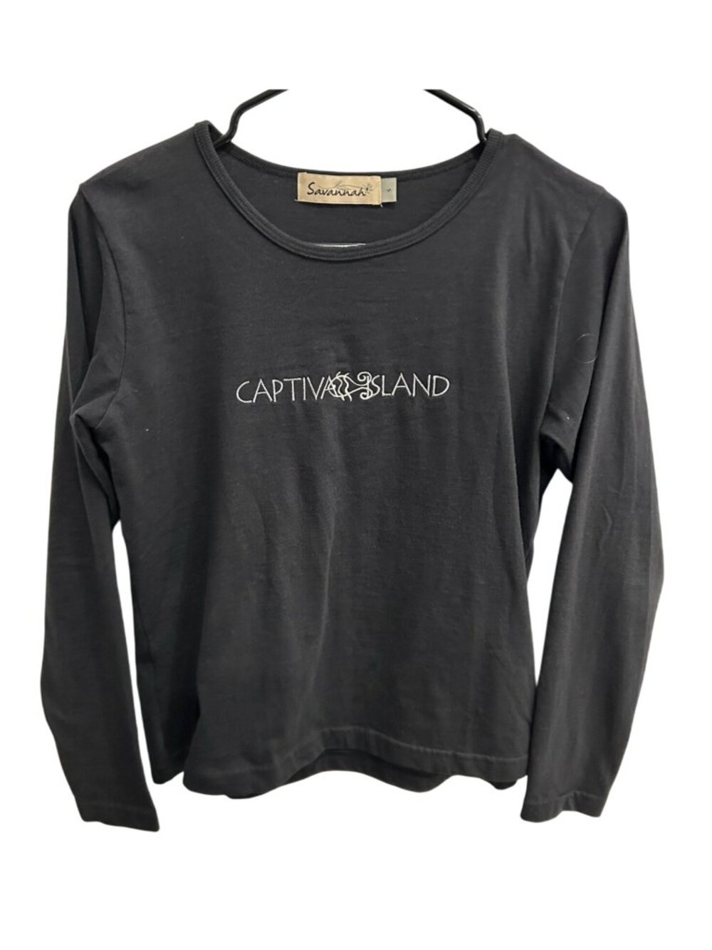 Savannah Captiva Island Black Long Sleeve Shirt Womens Sz Small